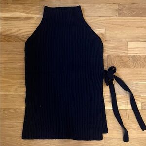 Mijeong Park Navy striped knit sweater sleeveless poncho